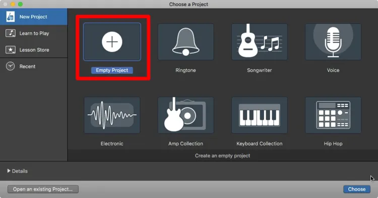 GarageBand New Project